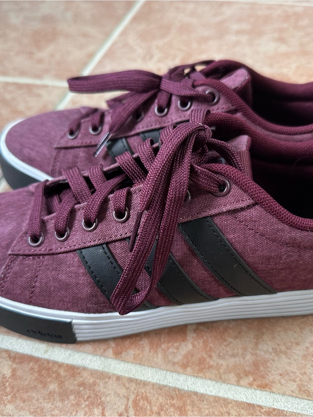 adidas Maroon Canvas Sneakers with Black Stripes